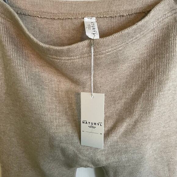 NWT Naturyl by Niykee Heaton Sand Ribbed Knit Lounge Pants Super Soft Size Small - Picture 2 of 5
